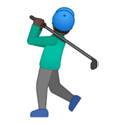 🏌🏿‍♂️ Emoji Hombre Jugando Al Golf: Tono De Piel Oscuro en Google Android 10.0.