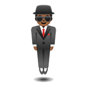 🕴🏾 Emoji Homem De Terno Levitando: Pele Morena Escura na Google Android 10.0.