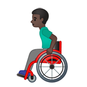 👨🏿‍🦽 Emoji Mann in manuellem Rollstuhl: dunkle Hautfarbe Google Android 10.0.