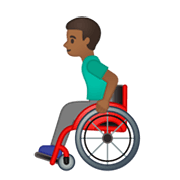 👨🏾‍🦽 Emoji Homem Em Cadeira De Rodas Manual: Pele Morena Escura na Google Android 10.0.