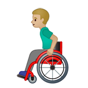 👨🏼‍🦽 Emoji Mann in manuellem Rollstuhl: mittelhelle Hautfarbe Google Android 10.0.