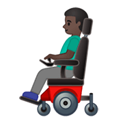 👨🏿‍🦼 Emoji Mann in elektrischem Rollstuhl: dunkle Hautfarbe Google Android 10.0.