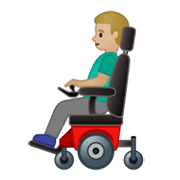 👨🏼‍🦼 Emoji Homem Em Cadeira De Rodas Motorizada: Pele Morena Clara na Google Android 10.0.