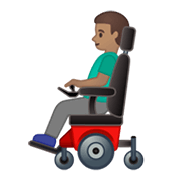 👨🏽‍🦼 Emoji Homem Em Cadeira De Rodas Motorizada: Pele Morena na Google Android 10.0.