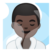 🧖🏿‍♂️ Emoji Mann in Dampfsauna: dunkle Hautfarbe Google Android 10.0.