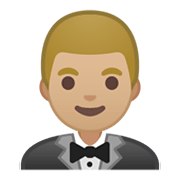 🤵🏼 Emoji Persona Con Esmoquin: Tono De Piel Claro Medio en Google Android 10.0.