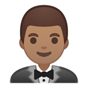 🤵🏽 Emoji Pessoa De Smoking: Pele Morena na Google Android 10.0.