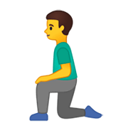 Emoji 🧎‍♂️ Uomo Inginocchiato su Google Android 10.0.