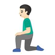 Emoji 🧎🏻‍♂️ Uomo Inginocchiato: Carnagione Chiara su Google Android 10.0.