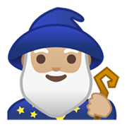 🧙🏼‍♂️ Emoji Homem Mago: Pele Morena Clara na Google Android 10.0.
