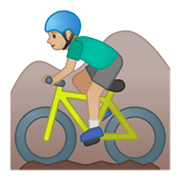 🚵🏼‍♂️ Emoji Mountainbiker: mittelhelle Hautfarbe Google Android 10.0.