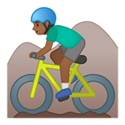 🚵🏾‍♂️ Emoji Hombre En Bicicleta De Montaña: Tono De Piel Oscuro Medio en Google Android 10.0.