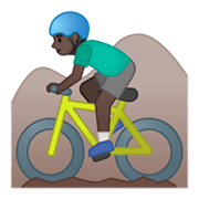🚵🏿‍♂️ Emoji Mountainbiker: dunkle Hautfarbe Google Android 10.0.