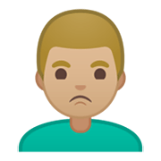 Emoji 🙎🏼‍♂️ Uomo Imbronciato: Carnagione Abbastanza Chiara su Google Android 10.0.
