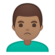 🙎🏽‍♂️ Emoji Homem Fazendo Bico: Pele Morena na Google Android 10.0.