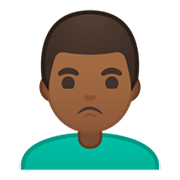 Emoji 🙎🏾‍♂️ Uomo Imbronciato: Carnagione Abbastanza Scura su Google Android 10.0.