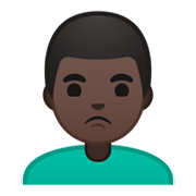 Émoji 🙎🏿‍♂️ Homme Qui Boude : Peau Foncée sur Google Android 10.0.