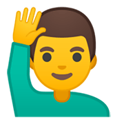 Emoji 🙋‍♂️ Uomo Con Mano Alzata su Google Android 10.0.
