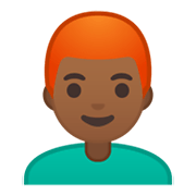 👨🏾‍🦰 Emoji Hombre: Tono De Piel Oscuro Medio Y Pelo Pelirrojo en Google Android 10.0.