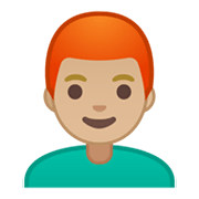 👨🏼‍🦰 Emoji Mann: mittelhelle Hautfarbe, rotes Haar Google Android 10.0.