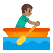 🚣🏽‍♂️ Emoji Homem Remando: Pele Morena na Google Android 10.0.