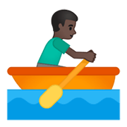 Émoji 🚣🏿‍♂️ Rameur Dans Une Barque : Peau Foncée sur Google Android 10.0.