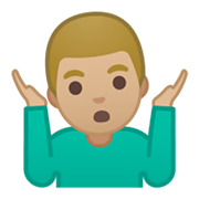 🤷🏼‍♂️ Emoji Hombre Encogido De Hombros: Tono De Piel Claro Medio en Google Android 10.0.