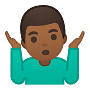 🤷🏾‍♂️ Emoji Hombre Encogido De Hombros: Tono De Piel Oscuro Medio en Google Android 10.0.