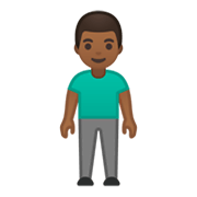 🧍🏾‍♂️ Emoji Hombre De Pie: Tono De Piel Oscuro Medio en Google Android 10.0.