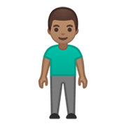 🧍🏽‍♂️ Emoji Homem Em Pé: Pele Morena na Google Android 10.0.