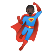 Emoji 🦸🏿‍♂️ Supereroe Uomo: Carnagione Scura su Google Android 10.0.