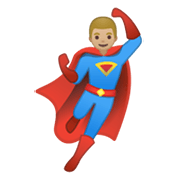 🦸🏼‍♂️ Emoji Homem Super-herói: Pele Morena Clara na Google Android 10.0.