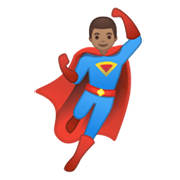 Émoji 🦸🏽‍♂️ Super-héros Homme : Peau Légèrement Mate sur Google Android 10.0.