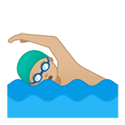 🏊🏼‍♂️ Emoji Homem Nadando: Pele Morena Clara na Google Android 10.0.