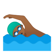 🏊🏾‍♂️ Emoji Homem Nadando: Pele Morena Escura na Google Android 10.0.