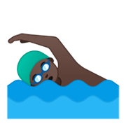 🏊🏿‍♂️ Emoji Homem Nadando: Pele Escura na Google Android 10.0.