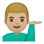 Emoji 💁🏼‍♂️ Uomo Con Suggerimento: Carnagione Abbastanza Chiara su Google Android 10.0.