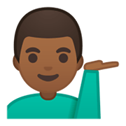 💁🏾‍♂️ Emoji Homem Com A Palma Virada Para Cima: Pele Morena Escura na Google Android 10.0.