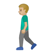 🚶🏼‍♂️ Emoji Homem Andando: Pele Morena Clara na Google Android 10.0.