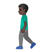 🚶🏿‍♂️ Emoji Homem Andando: Pele Escura na Google Android 10.0.