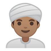 👳🏽‍♂️ Emoji Hombre Con Turbante: Tono De Piel Medio en Google Android 10.0.