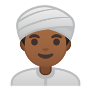 Emoji 👳🏾‍♂️ Uomo Con Turbante: Carnagione Abbastanza Scura su Google Android 10.0.