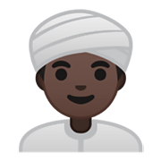 Émoji 👳🏿‍♂️ Homme En Turban : Peau Foncée sur Google Android 10.0.