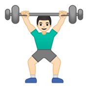 🏋🏻‍♂️ Emoji Homem Levantando Peso: Pele Clara na Google Android 10.0.