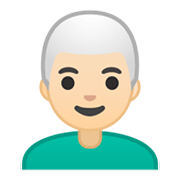 Émoji 👨🏻‍🦳 Homme : Peau Claire Et Cheveux Blancs sur Google Android 10.0.