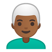 👨🏾‍🦳 Emoji Mann: mitteldunkle Hautfarbe, weißes Haar Google Android 10.0.