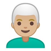 👨🏼‍🦳 Emoji Homem: Pele Morena Clara E Cabelo Branco na Google Android 10.0.
