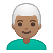Émoji 👨🏽‍🦳 Homme : Peau Légèrement Mate Et Cheveux Blancs sur Google Android 10.0.