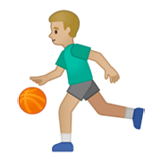 ⛹🏼‍♂️ Emoji Hombre Botando Un Balón: Tono De Piel Claro Medio en Google Android 10.0.