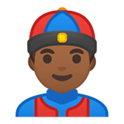 👲🏾 Emoji Homem De Boné: Pele Morena Escura na Google Android 10.0.